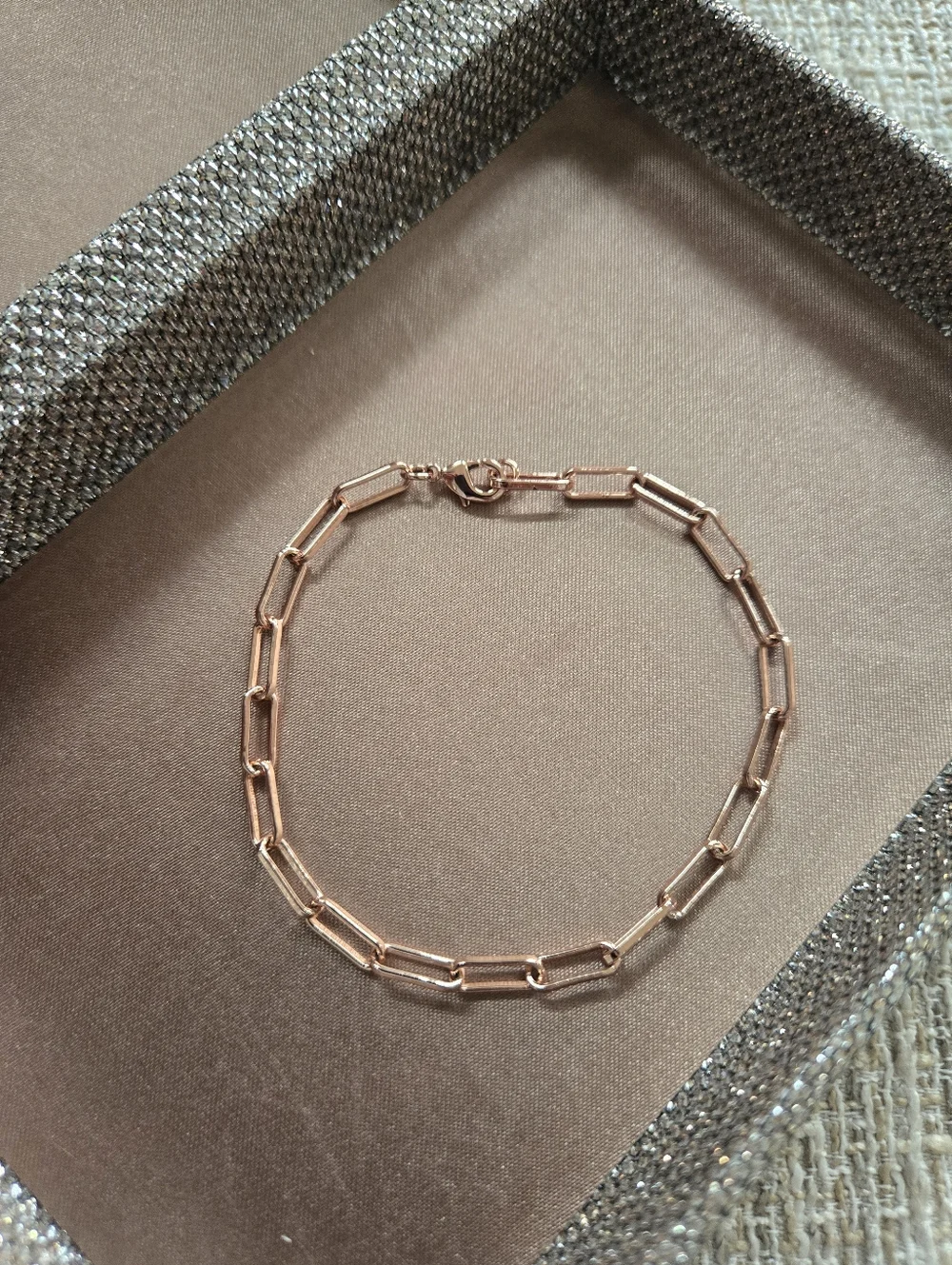 Rose Gold Paperclip Link Bracelet - Picture 3 of 6